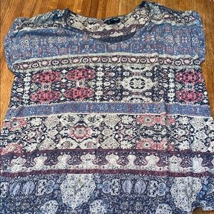 Lucky Brand Multicolored Short Sleeve Boxy Blouse